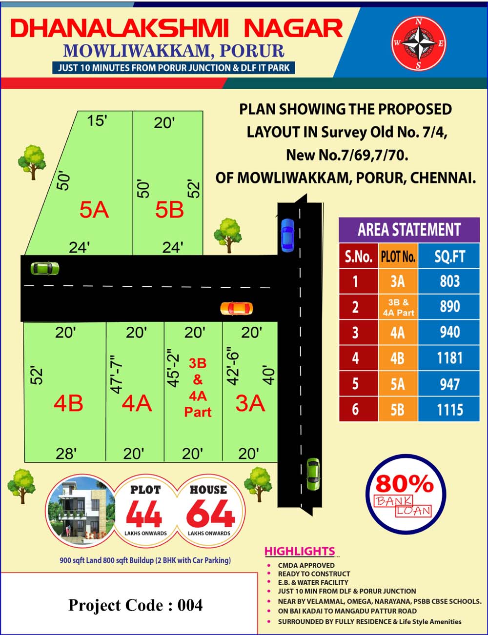 Dhanalakshmi Nagar - Mowliwakkam, Porur Chennai Layout 1