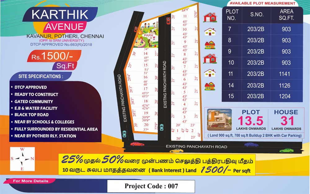 Karthik Avenue - Kavanur, Potheri, in chennai Layout 1